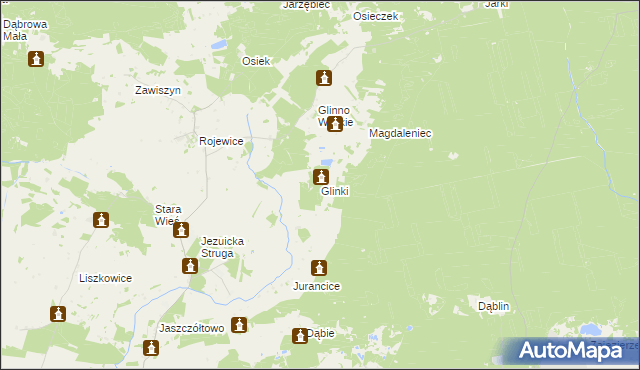 mapa Glinki gmina Rojewo, Glinki gmina Rojewo na mapie Targeo