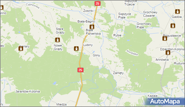 mapa Gliny gmina Rychwał, Gliny gmina Rychwał na mapie Targeo