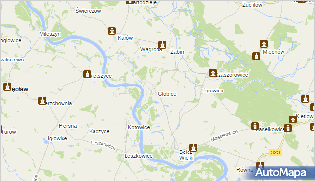 mapa Głobice, Głobice na mapie Targeo