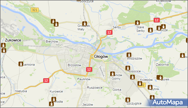 mapa Głogów, Głogów na mapie Targeo