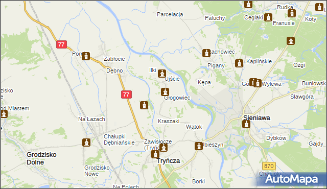 mapa Głogowiec gmina Tryńcza, Głogowiec gmina Tryńcza na mapie Targeo