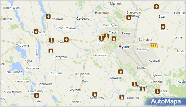 mapa Głowińsk, Głowińsk na mapie Targeo