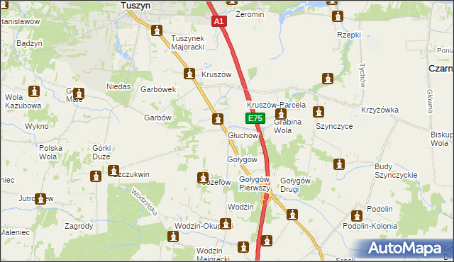 mapa Głuchów gmina Tuszyn, Głuchów gmina Tuszyn na mapie Targeo