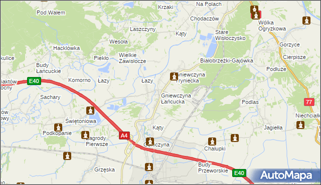 mapa Gniewczyna Łańcucka, Gniewczyna Łańcucka na mapie Targeo