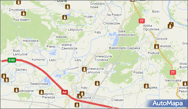 mapa Gniewczyna Tryniecka, Gniewczyna Tryniecka na mapie Targeo