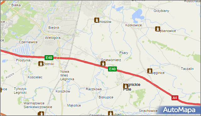 mapa Gniewomierz, Gniewomierz na mapie Targeo