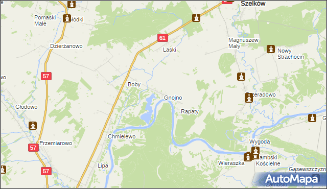 mapa Gnojno gmina Pułtusk, Gnojno gmina Pułtusk na mapie Targeo