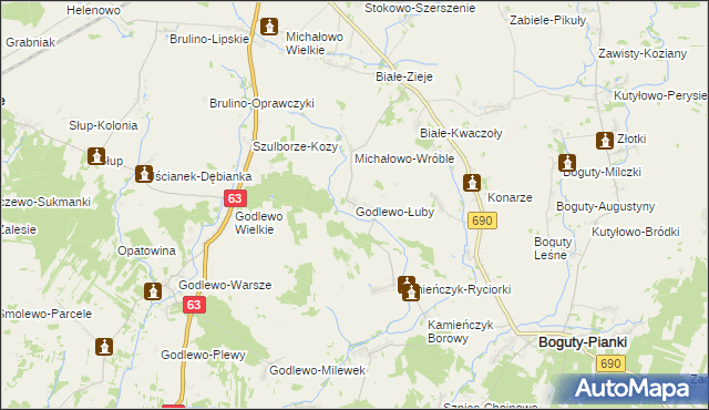 mapa Godlewo-Łuby, Godlewo-Łuby na mapie Targeo