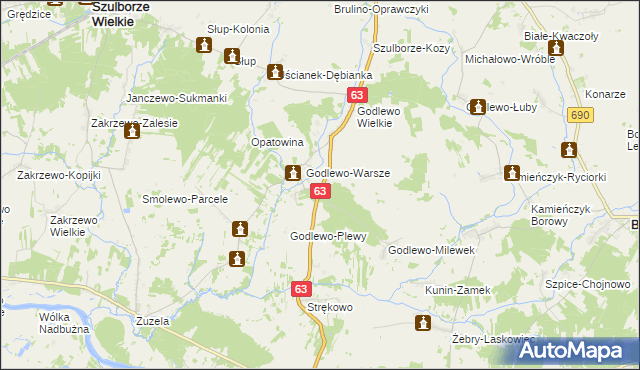 mapa Godlewo-Mierniki, Godlewo-Mierniki na mapie Targeo