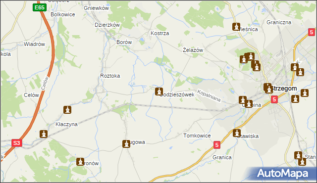 mapa Godzieszówek, Godzieszówek na mapie Targeo