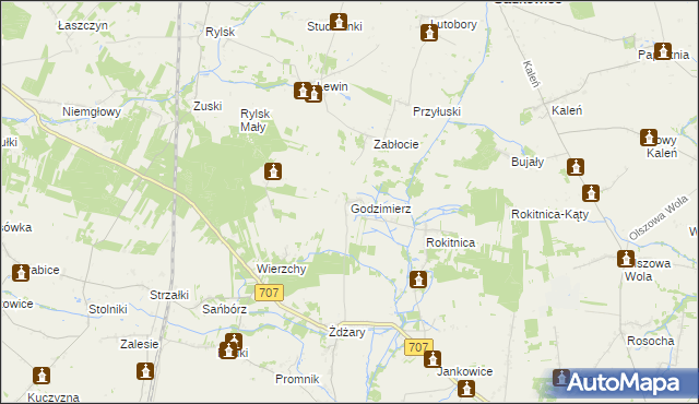 mapa Godzimierz gmina Nowe Miasto nad Pilicą, Godzimierz gmina Nowe Miasto nad Pilicą na mapie Targeo