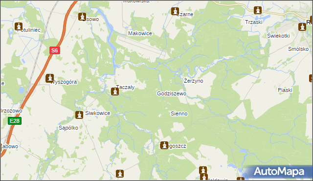 mapa Godziszewo gmina Resko, Godziszewo gmina Resko na mapie Targeo
