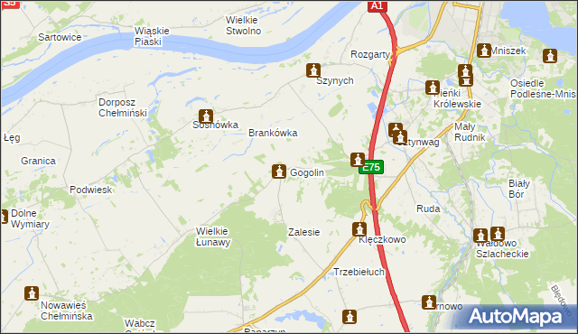 mapa Gogolin gmina Grudziądz, Gogolin gmina Grudziądz na mapie Targeo