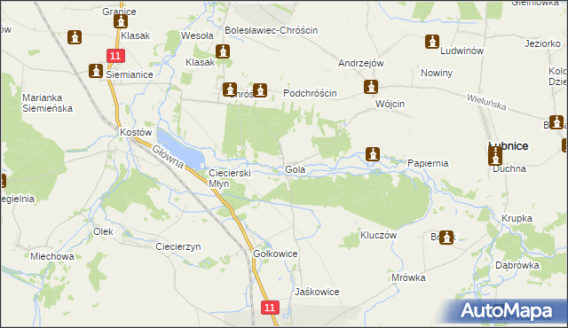 mapa Gola gmina Bolesławiec, Gola gmina Bolesławiec na mapie Targeo