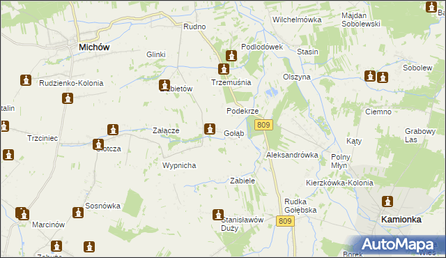 mapa Gołąb gmina Michów, Gołąb gmina Michów na mapie Targeo