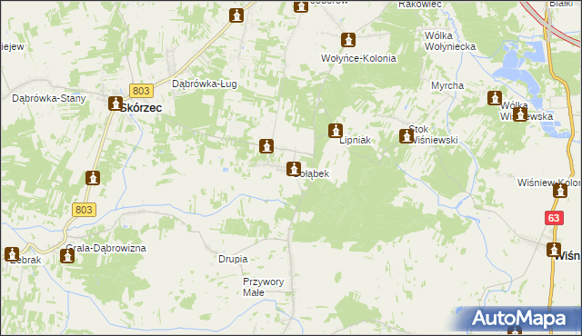 mapa Gołąbek gmina Skórzec, Gołąbek gmina Skórzec na mapie Targeo