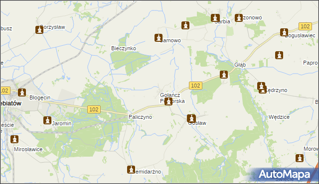 mapa Gołańcz Pomorska, Gołańcz Pomorska na mapie Targeo