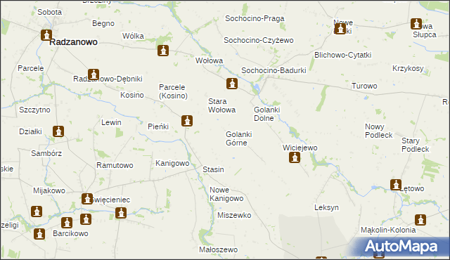 mapa Golanki Górne, Golanki Górne na mapie Targeo