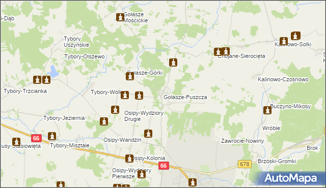 mapa Gołasze-Puszcza, Gołasze-Puszcza na mapie Targeo