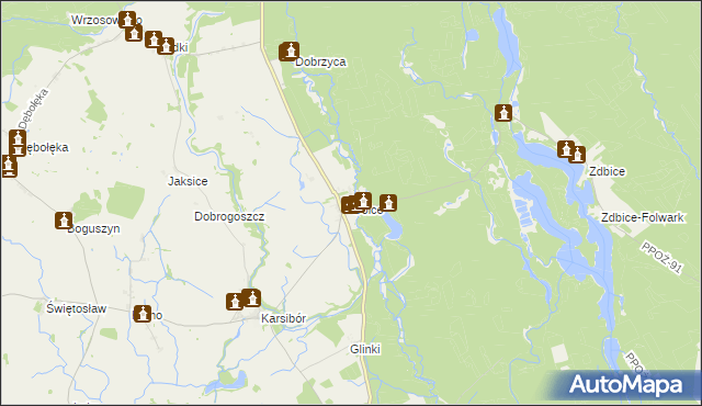 mapa Golce gmina Wałcz, Golce gmina Wałcz na mapie Targeo