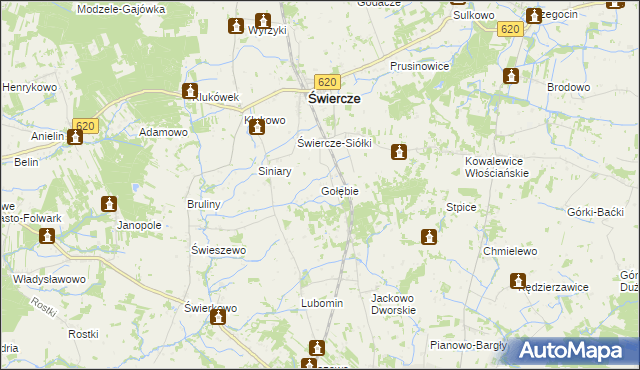 mapa Gołębie gmina Świercze, Gołębie gmina Świercze na mapie Targeo