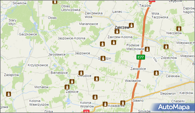 mapa Golędzin, Golędzin na mapie Targeo