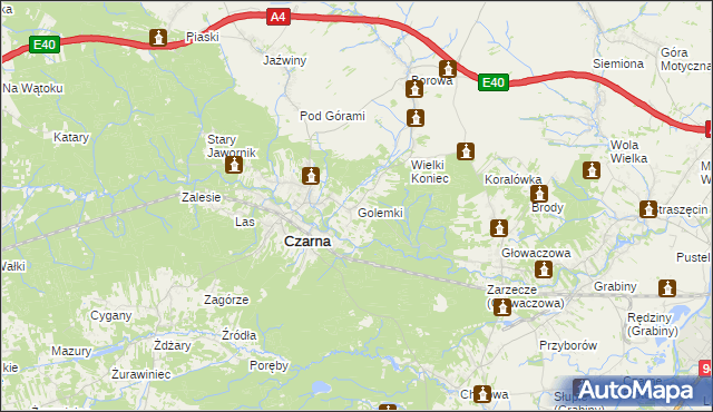 mapa Golemki, Golemki na mapie Targeo