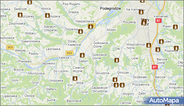 mapa Gołkowice Górne, Gołkowice Górne na mapie Targeo