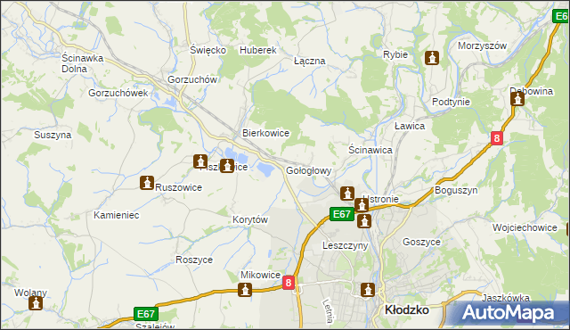 mapa Gołogłowy, Gołogłowy na mapie Targeo