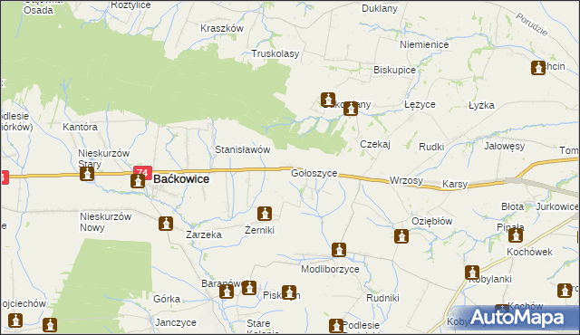 mapa Gołoszyce, Gołoszyce na mapie Targeo