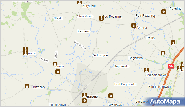 mapa Gołuszyce, Gołuszyce na mapie Targeo