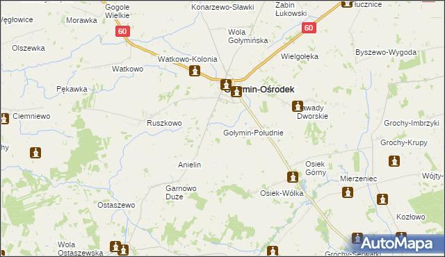 mapa Gołymin-Południe, Gołymin-Południe na mapie Targeo