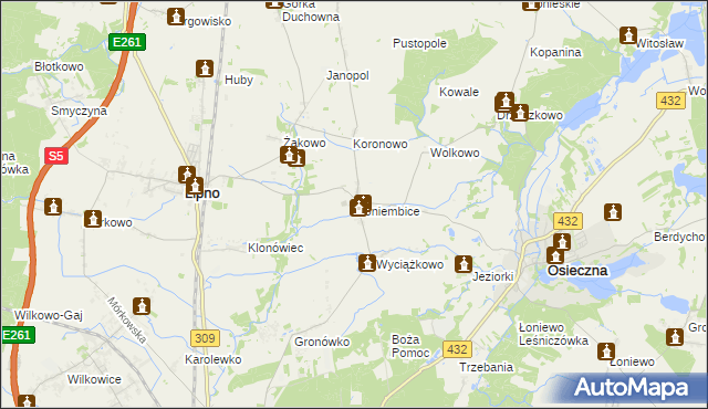 mapa Goniembice, Goniembice na mapie Targeo