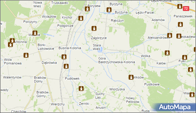 mapa Góra Bałdrzychowska-Kolonia, Góra Bałdrzychowska-Kolonia na mapie Targeo