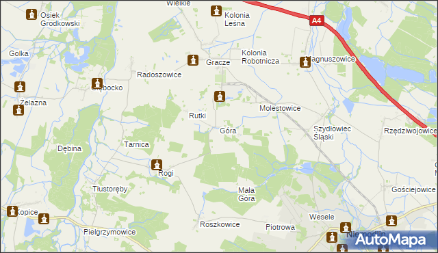 mapa Góra gmina Niemodlin, Góra gmina Niemodlin na mapie Targeo