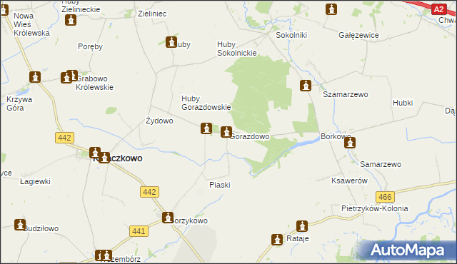 mapa Gorazdowo gmina Kołaczkowo, Gorazdowo gmina Kołaczkowo na mapie Targeo