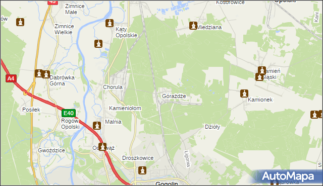 mapa Górażdże, Górażdże na mapie Targeo