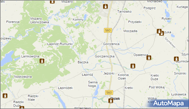 mapa Gorczeniczka, Gorczeniczka na mapie Targeo