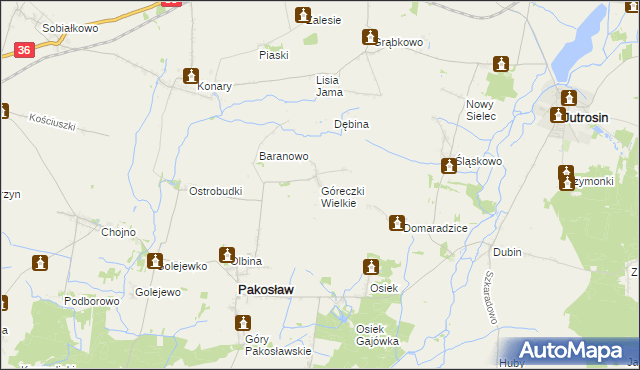 mapa Góreczki Wielkie, Góreczki Wielkie na mapie Targeo