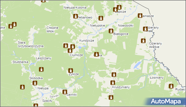 mapa Górka gmina Krynki, Górka gmina Krynki na mapie Targeo