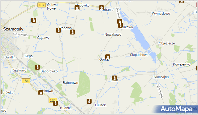 mapa Górka gmina Oborniki, Górka gmina Oborniki na mapie Targeo