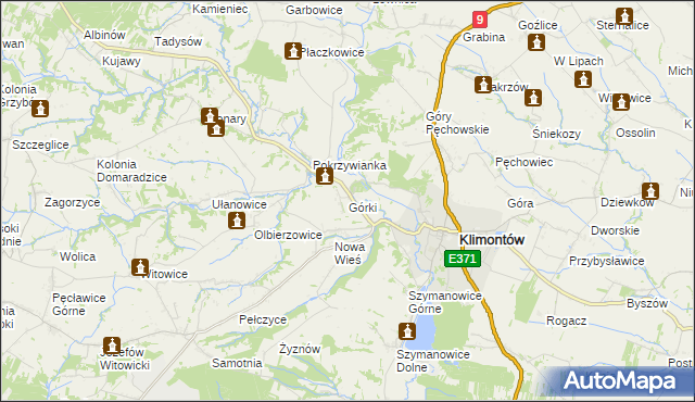 mapa Górki gmina Klimontów, Górki gmina Klimontów na mapie Targeo