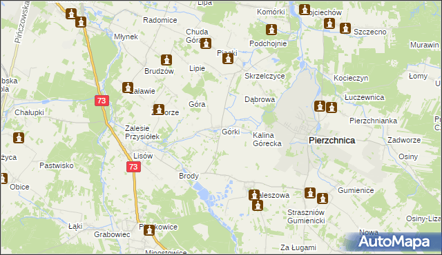 mapa Górki gmina Pierzchnica, Górki gmina Pierzchnica na mapie Targeo