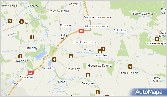 mapa Górki gmina Platerów, Górki gmina Platerów na mapie Targeo