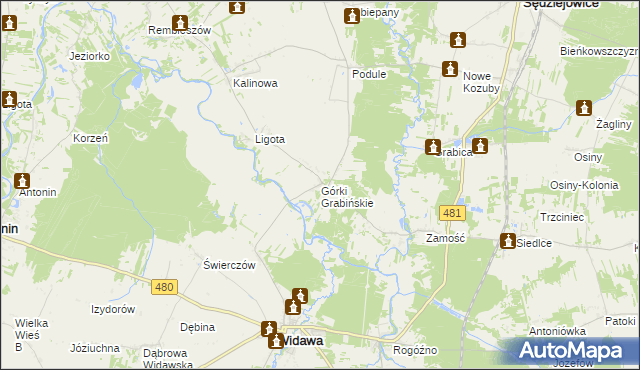 mapa Górki Grabińskie, Górki Grabińskie na mapie Targeo