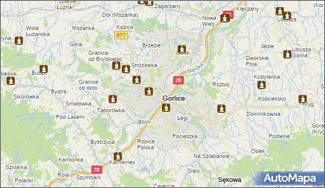 mapa Gorlic, Gorlice na mapie Targeo