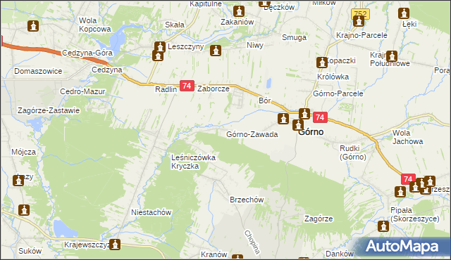 mapa Górno-Zawada, Górno-Zawada na mapie Targeo