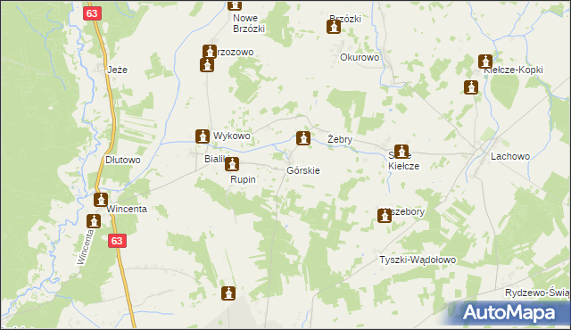 mapa Górskie gmina Kolno, Górskie gmina Kolno na mapie Targeo