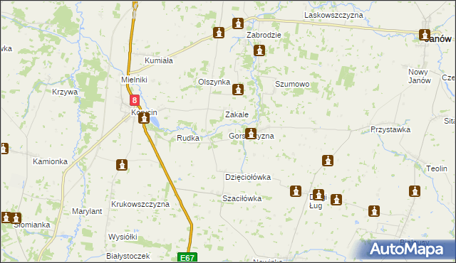 mapa Gorszczyzna, Gorszczyzna na mapie Targeo