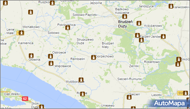 mapa Gorzechowo, Gorzechowo na mapie Targeo